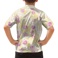 Anthurium Plumeria Lei Pastel Family Matching Off Shoulder Maxi Dress and Hawaiian Shirt Yellow Hawaiian Splendid Palaka LT01 - Polynesian Pride