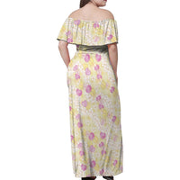 Anthurium Plumeria Lei Pastel Family Matching Off Shoulder Maxi Dress and Hawaiian Shirt Yellow Hawaiian Splendid Palaka LT01 - Polynesian Pride