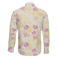 Anthurium Plumeria Lei Pastel Family Matching Puletasi and Hawaiian Shirt Yellow Hawaiian Splendid Palaka LT01 - Polynesian Pride