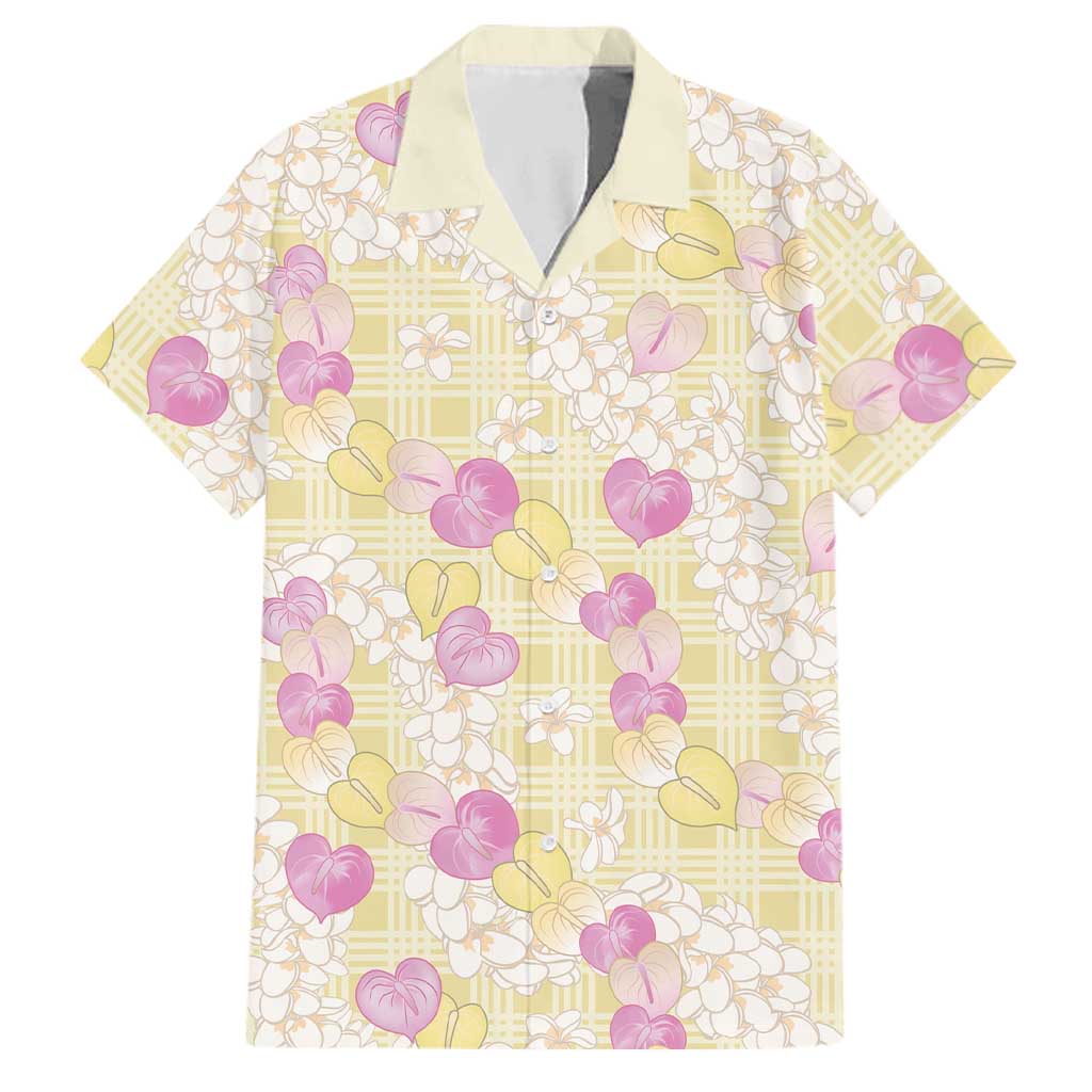 Anthurium Plumeria Lei Pastel Family Matching Summer Maxi Dress and Hawaiian Shirt Yellow Hawaiian Splendid Palaka LT01 Dad's Shirt - Short Sleeve Yellow - Polynesian Pride