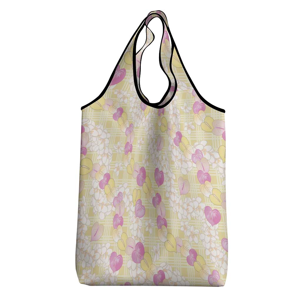 Anthurium Plumeria Lei Pastel Grocery Bag Yellow Hawaiian Splendid Palaka