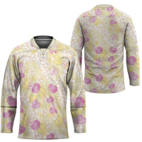Anthurium Plumeria Lei Pastel Hockey Jersey Yellow Hawaiian Splendid Palaka
