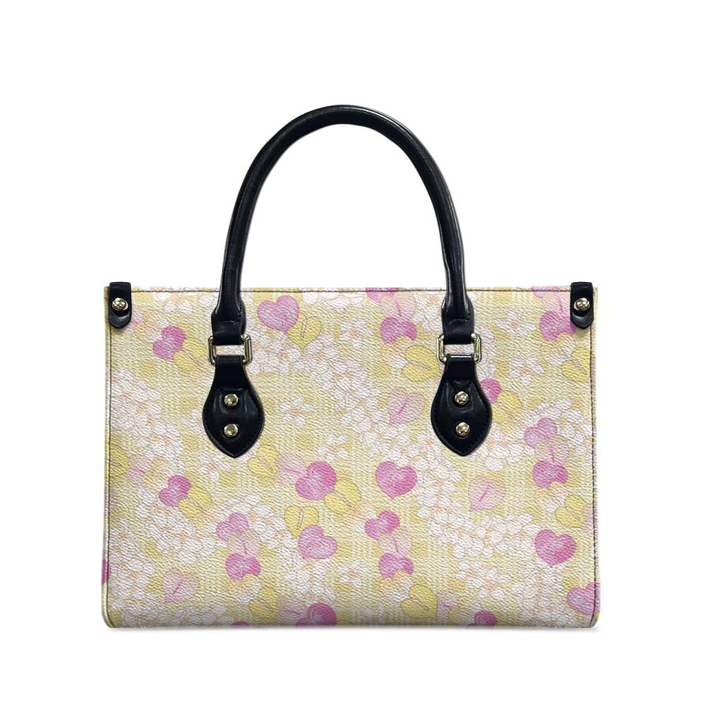 Anthurium Plumeria Lei Pastel Leather Bag Yellow Hawaiian Splendid Palaka