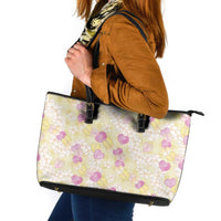 Anthurium Plumeria Lei Pastel Leather Tote Bag Yellow Hawaiian Splendid Palaka