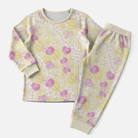 Anthurium Plumeria Lei Pastel Christmas Pajama Set Yellow Hawaiian Splendid Palaka LT01 Men Yellow - Polynesian Pride