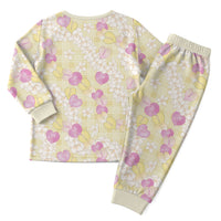Anthurium Plumeria Lei Pastel Christmas Pajama Set Yellow Hawaiian Splendid Palaka LT01 - Polynesian Pride
