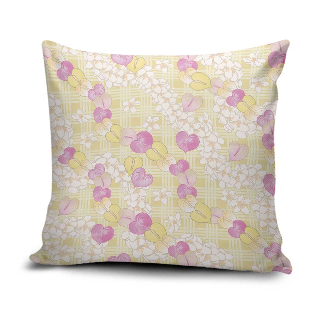 Anthurium Plumeria Lei Pastel Pillow Cover Yellow Hawaiian Splendid Palaka