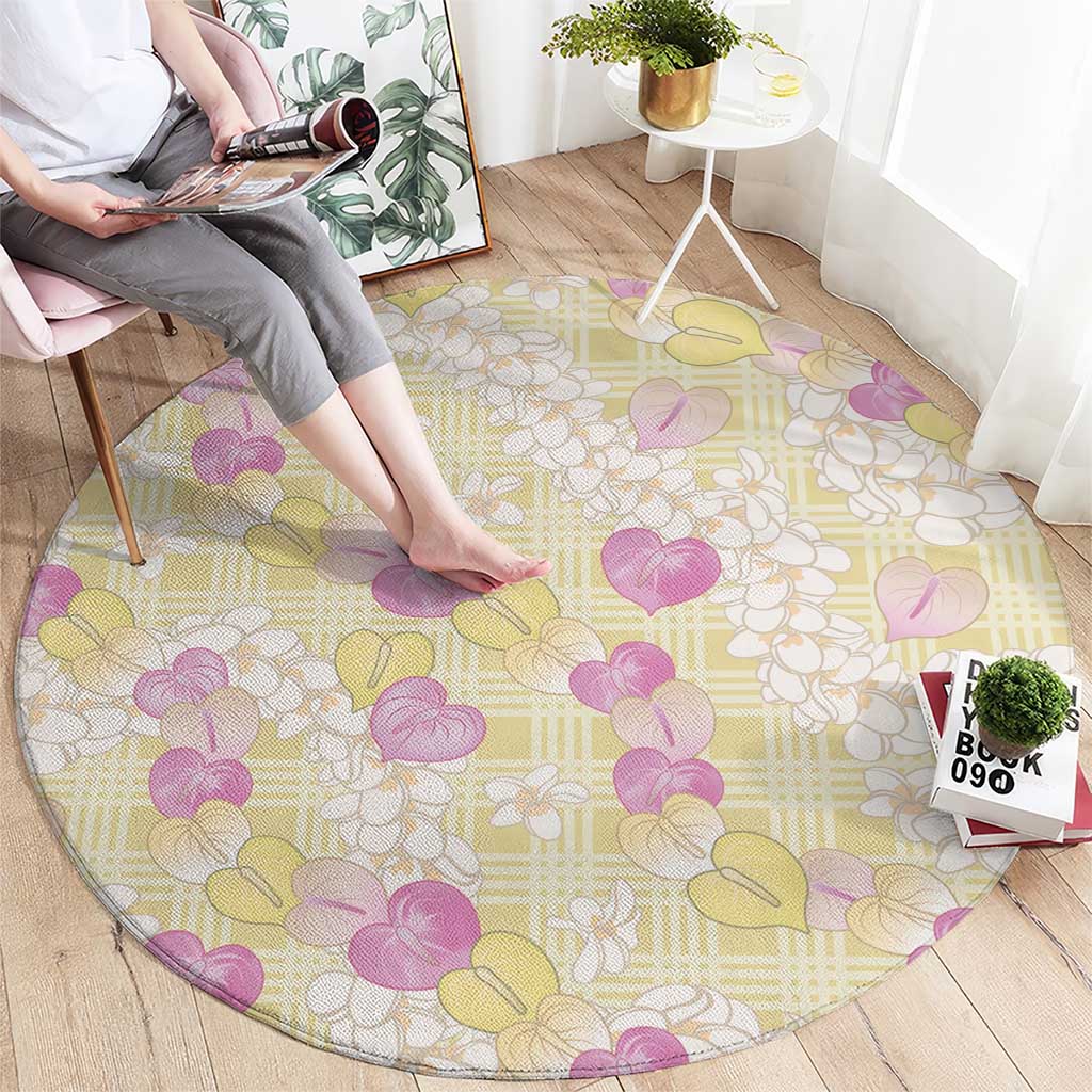 Anthurium Plumeria Lei Pastel Round Carpet Yellow Hawaiian Splendid Palaka