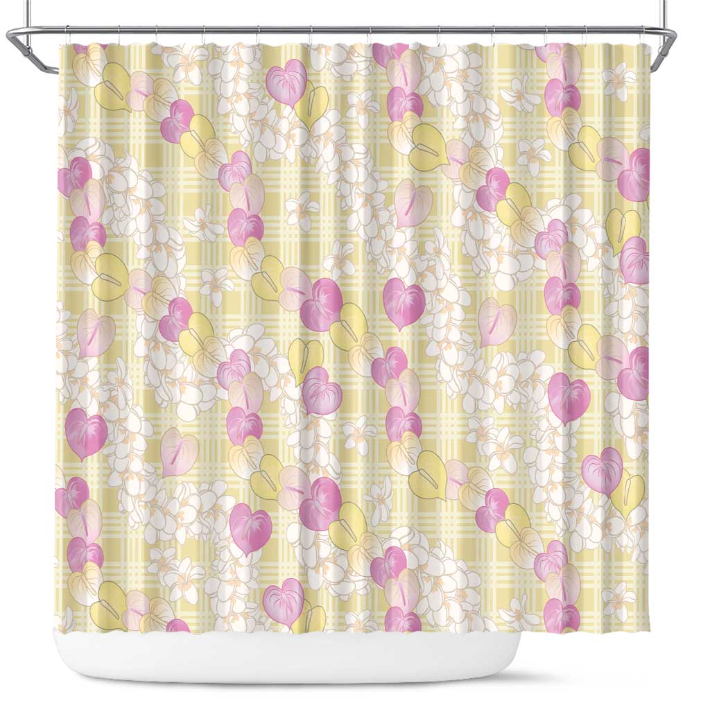 Anthurium Plumeria Lei Pastel Shower Curtain Yellow Hawaiian Splendid Palaka