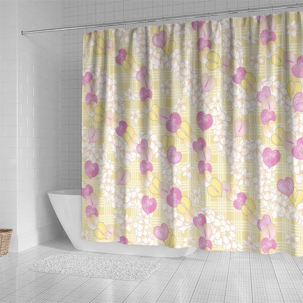 Anthurium Plumeria Lei Pastel Shower Curtain Yellow Hawaiian Splendid Palaka