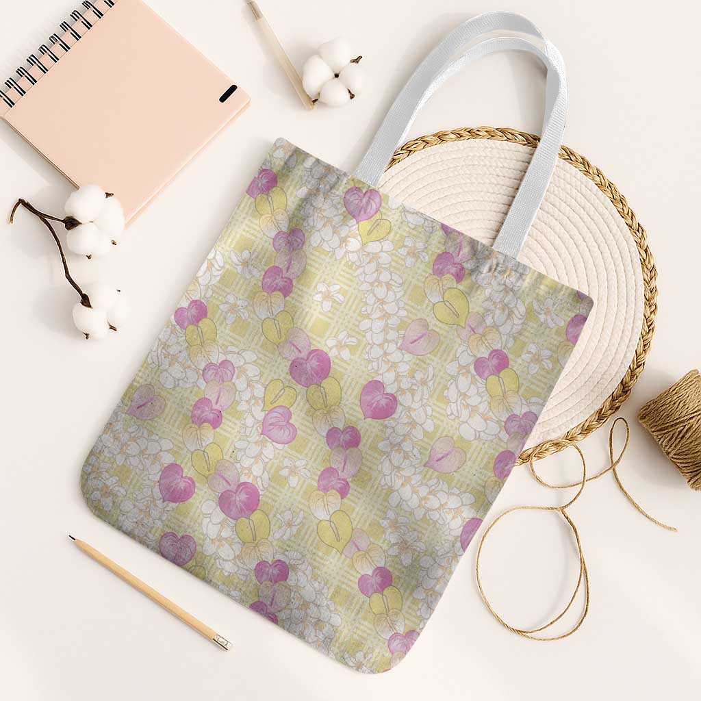 Anthurium Plumeria Lei Pastel Tote Bag Yellow Hawaiian Splendid Palaka