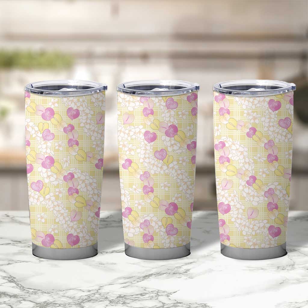 Anthurium Plumeria Lei Pastel Tumbler Cup Yellow Hawaiian Splendid Palaka