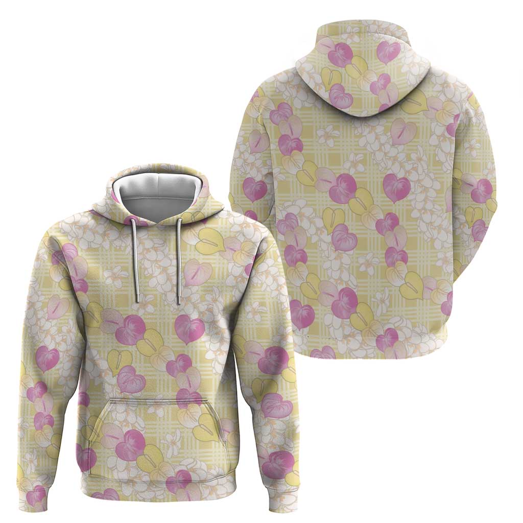 Anthurium Plumeria Lei Pastel Zip Hoodie Yellow Hawaiian Splendid Palaka