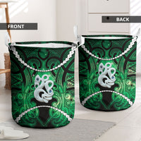 Maori Matariki Manaia Kakariki Laundry Basket Maori Kowhaiwhai Pattern Galaxy
