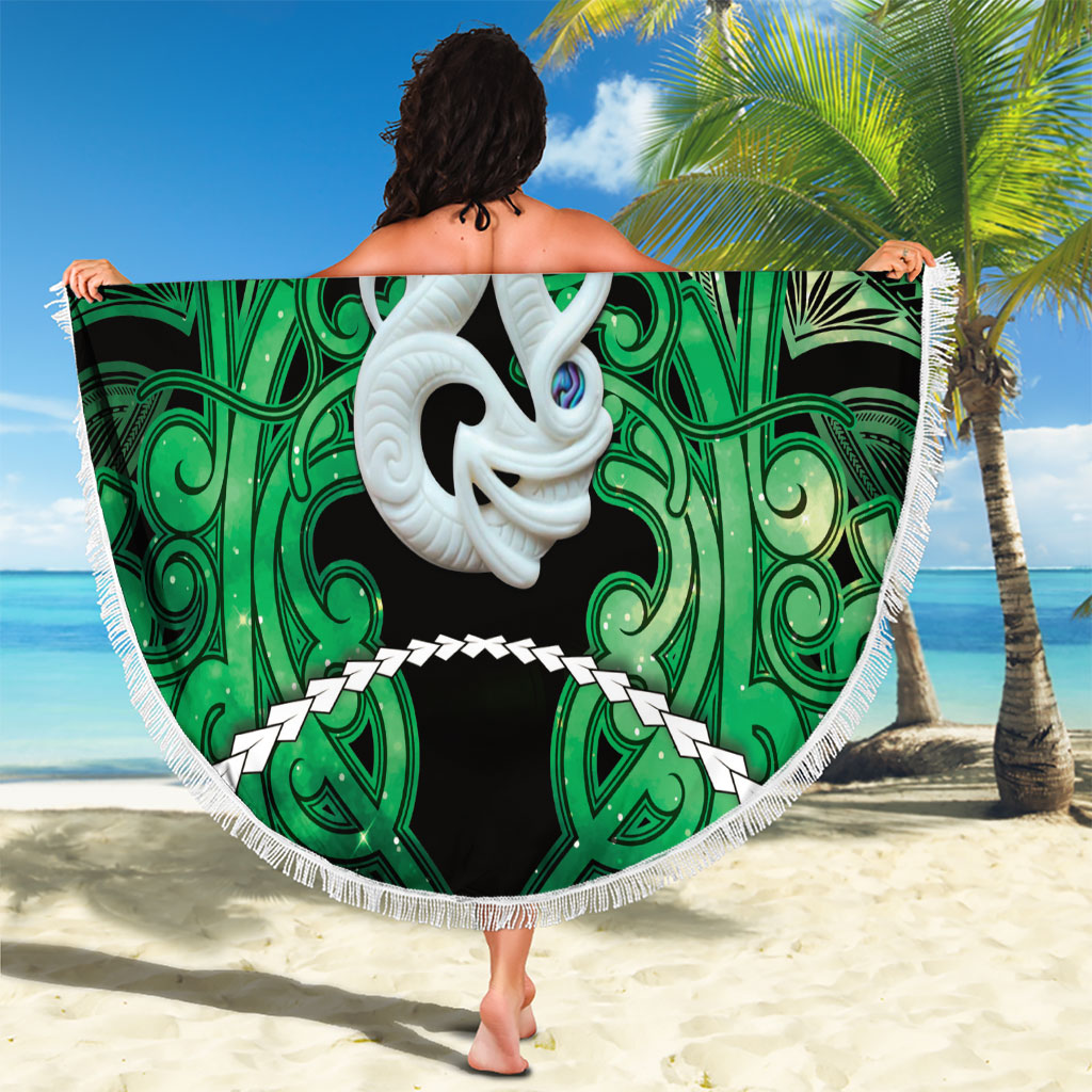 Maori Matariki Manaia Kakariki Beach Blanket Maori Kowhaiwhai Pattern Galaxy