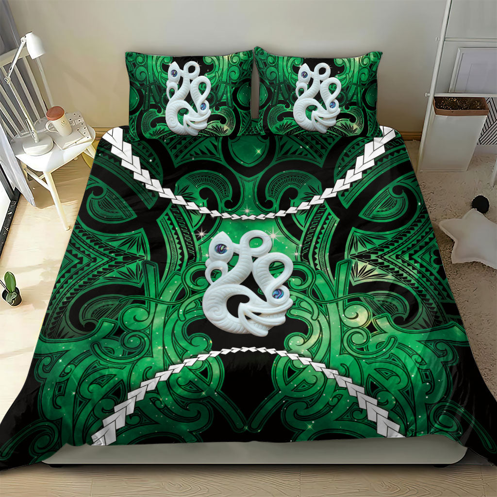 Maori Matariki Manaia Kakariki Bedding Set Maori Kowhaiwhai Pattern Galaxy