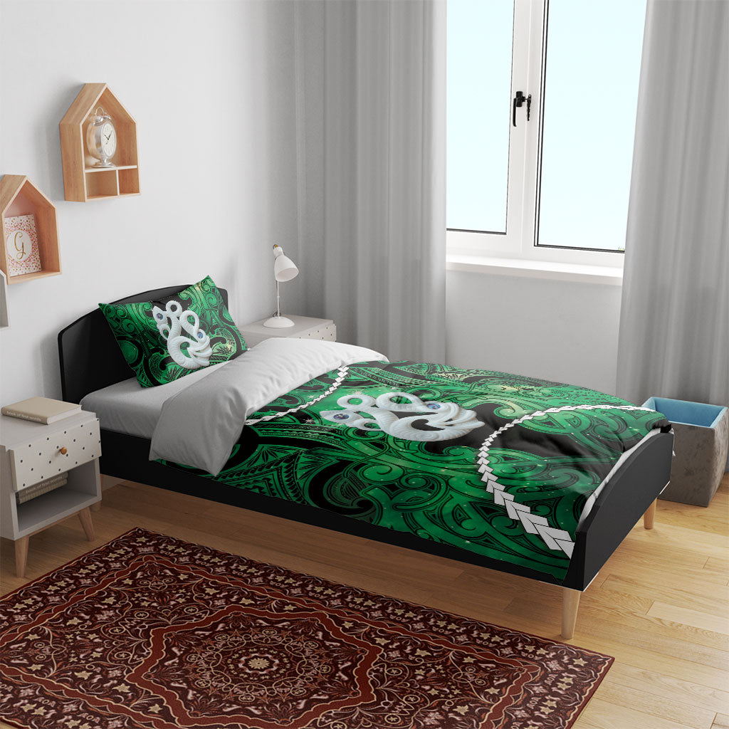 Maori Matariki Manaia Kakariki Bedding Set Maori Kowhaiwhai Pattern Galaxy
