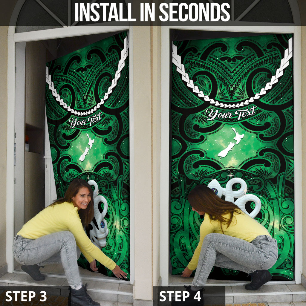 Personalised Maori Matariki Manaia Kakariki Door Cover Maori Kowhaiwhai Pattern Galaxy