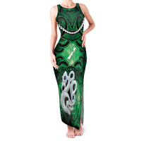Personalised Maori Matariki Manaia Kakariki Family Matching Tank Maxi Dress and Hawaiian Shirt Maori Kowhaiwhai Pattern Galaxy LT01 Mom's Dress Green - Polynesian Pride