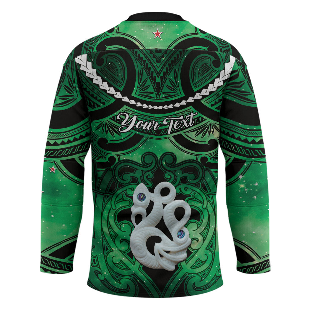 Personalised Maori Matariki Manaia Kakariki Hockey Jersey Maori Kowhaiwhai Pattern Galaxy