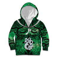 Personalised Maori Matariki Manaia Kakariki Kid Hoodie Maori Kowhaiwhai Pattern Galaxy