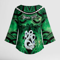Personalised Maori Matariki Manaia Kakariki Kimono Sleeve Blouse Maori Kowhaiwhai Pattern Galaxy