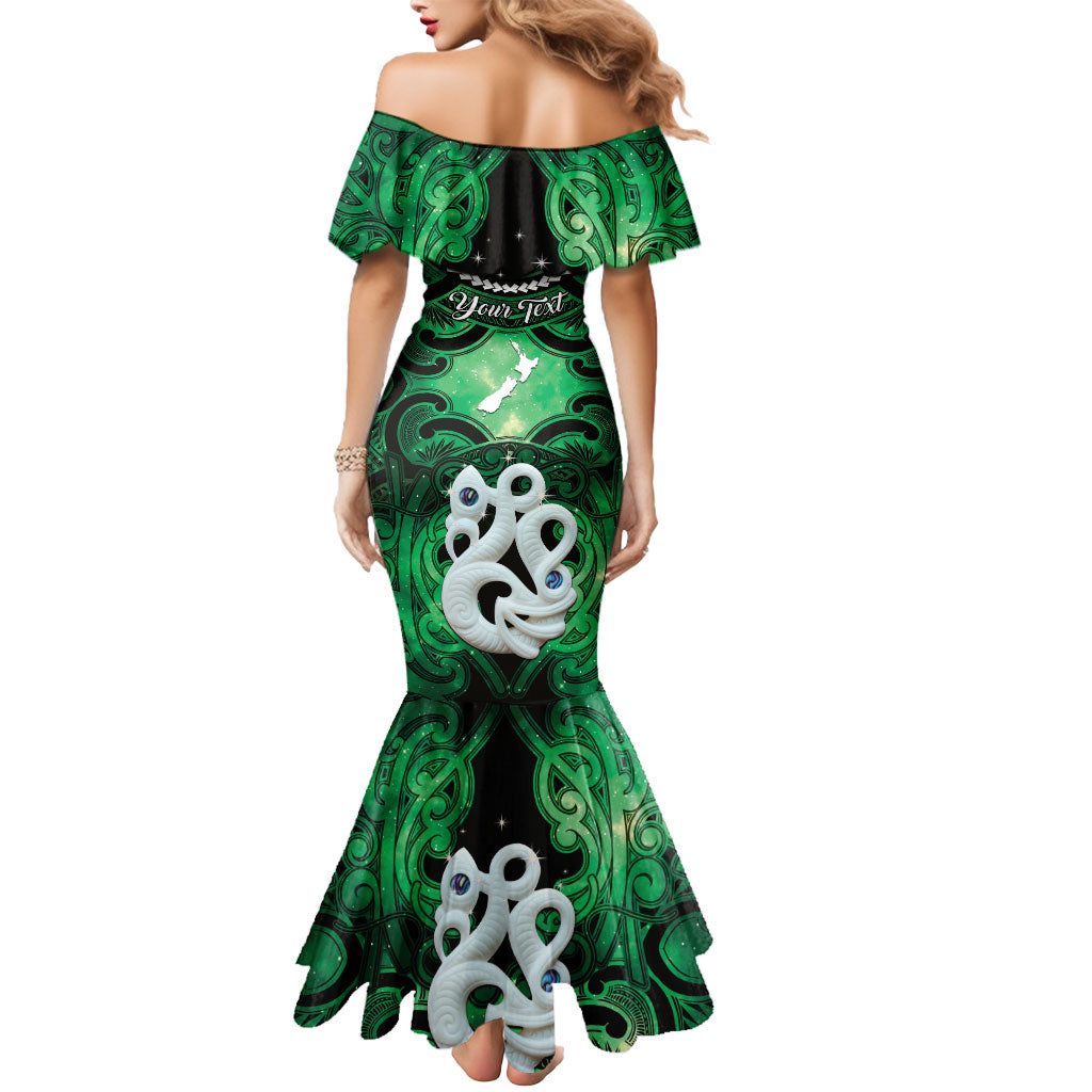 Personalised Maori Matariki Manaia Kakariki Mermaid Dress Maori Kowhaiwhai Pattern Galaxy