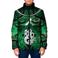 Personalised Maori Matariki Manaia Kakariki Padded Jacket Maori Kowhaiwhai Pattern Galaxy
