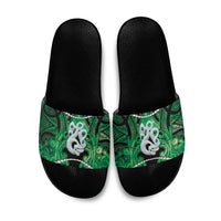 Maori Matariki Manaia Kakariki Slide Sandals Maori Kowhaiwhai Pattern Galaxy