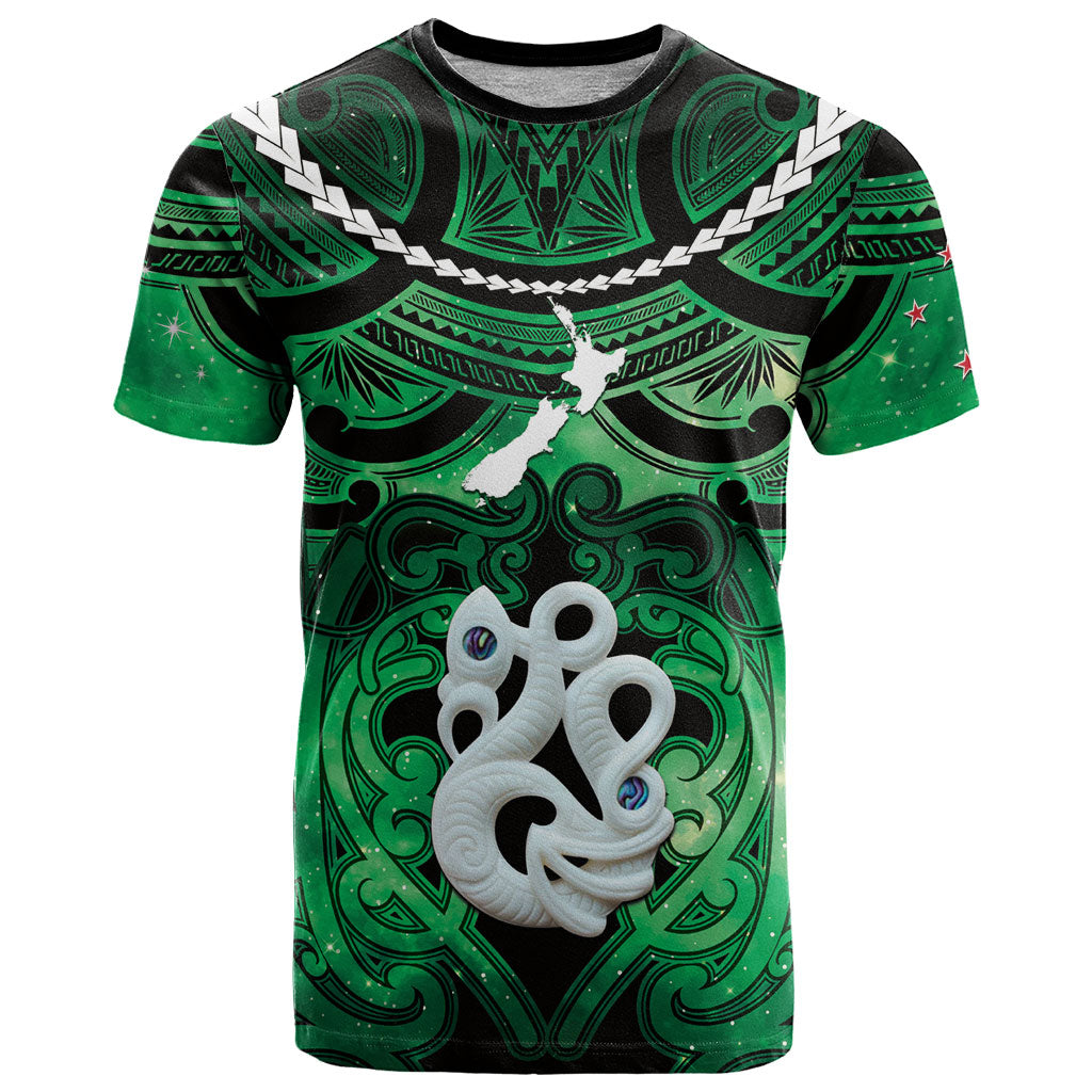 Personalised Maori Matariki Manaia Kakariki T Shirt Maori Kowhaiwhai Pattern Galaxy