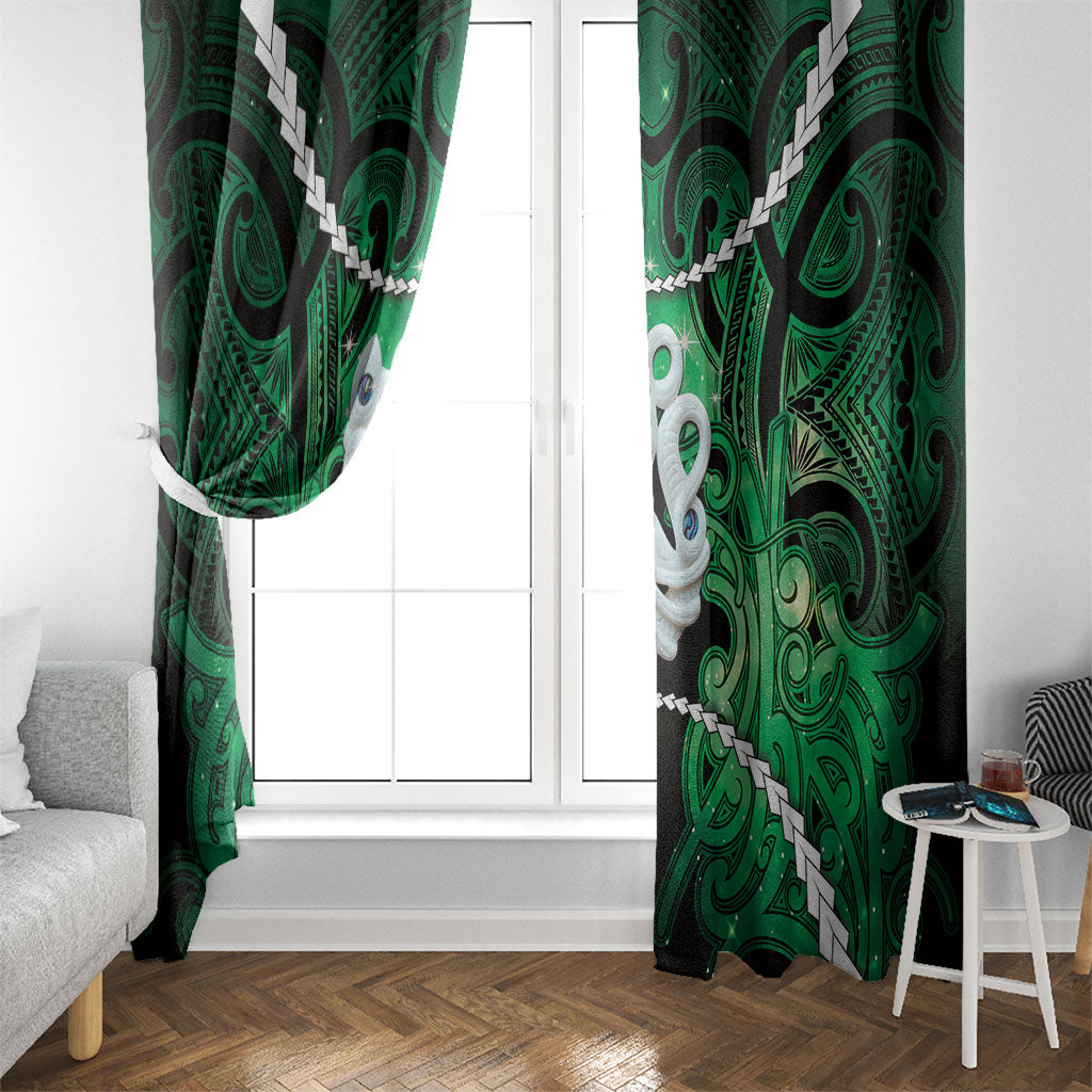 Maori Matariki Manaia Kakariki Window Curtain Maori Kowhaiwhai Pattern Galaxy