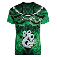 Personalised Maori Matariki Manaia Kakariki Women V-Neck T-Shirt Maori Kowhaiwhai Pattern Galaxy