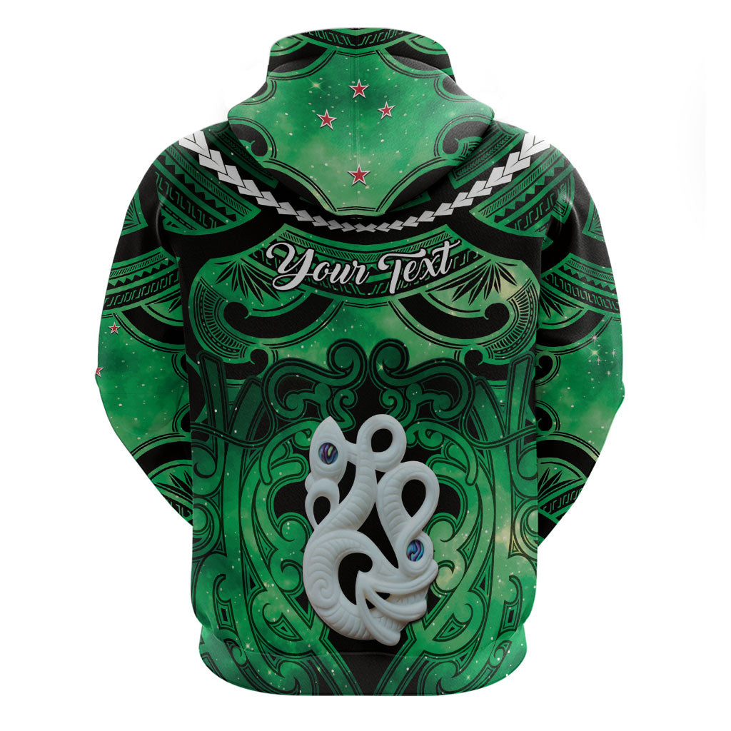 Personalised Maori Matariki Manaia Kakariki Zip Hoodie Maori Kowhaiwhai Pattern Galaxy