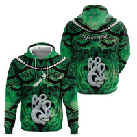 Personalised Maori Matariki Manaia Kakariki Zip Hoodie Maori Kowhaiwhai Pattern Galaxy