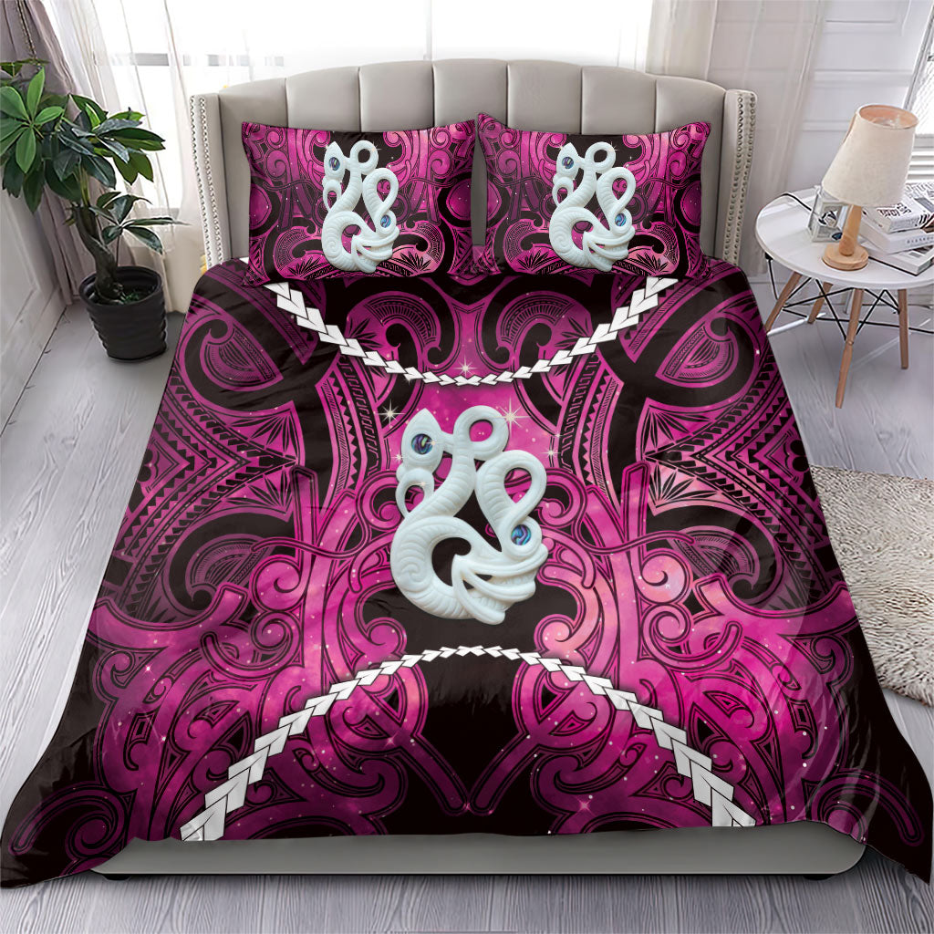 Maori Matariki Manaia Mawhero Bedding Set Maori Kowhaiwhai Pattern Galaxy