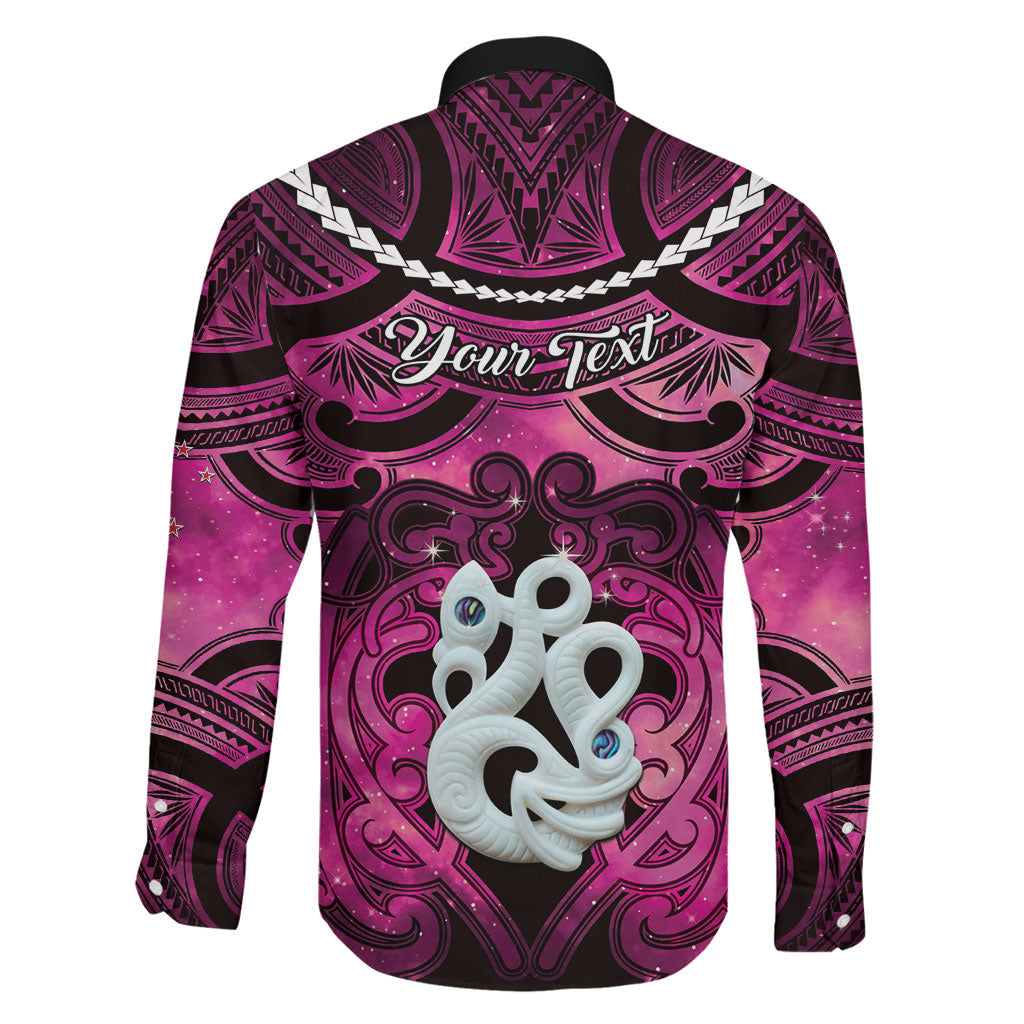 Personalised Maori Matariki Manaia Mawhero Family Matching Off Shoulder Short Dress and Hawaiian Shirt Maori Kowhaiwhai Pattern Galaxy LT01 - Polynesian Pride