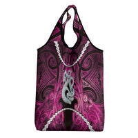 Maori Matariki Manaia Mawhero Grocery Bag Maori Kowhaiwhai Pattern Galaxy