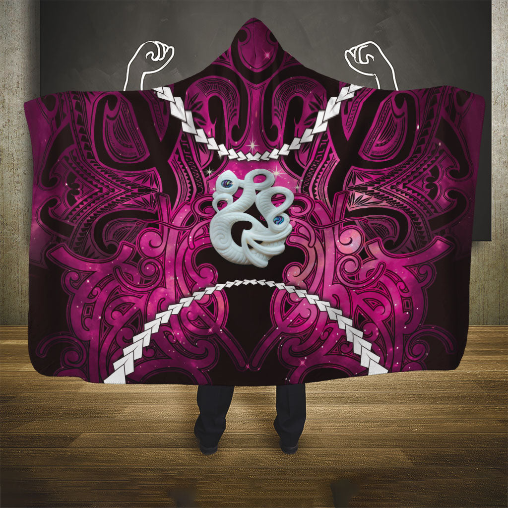 Maori Matariki Manaia Mawhero Hooded Blanket Maori Kowhaiwhai Pattern Galaxy