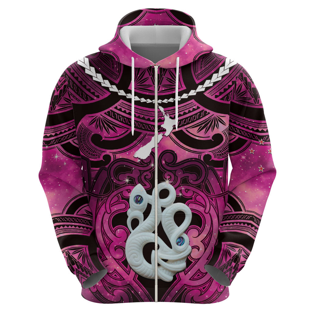 Personalised Maori Matariki Manaia Mawhero Hoodie Maori Kowhaiwhai Pattern Galaxy
