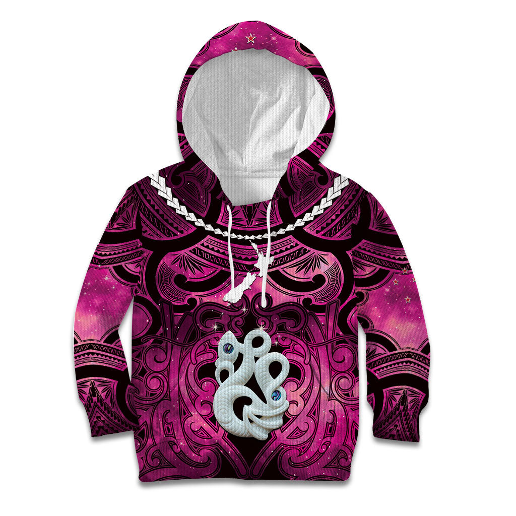 Personalised Maori Matariki Manaia Mawhero Kid Hoodie Maori Kowhaiwhai Pattern Galaxy