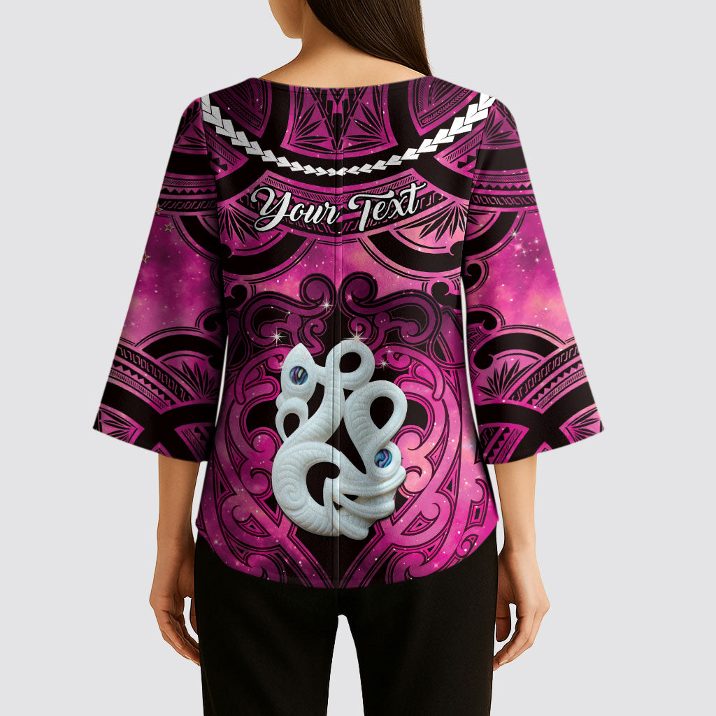 Personalised Maori Matariki Manaia Mawhero Kimono Sleeve Blouse Maori Kowhaiwhai Pattern Galaxy
