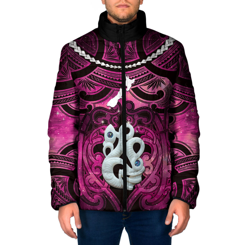Personalised Maori Matariki Manaia Mawhero Padded Jacket Maori Kowhaiwhai Pattern Galaxy