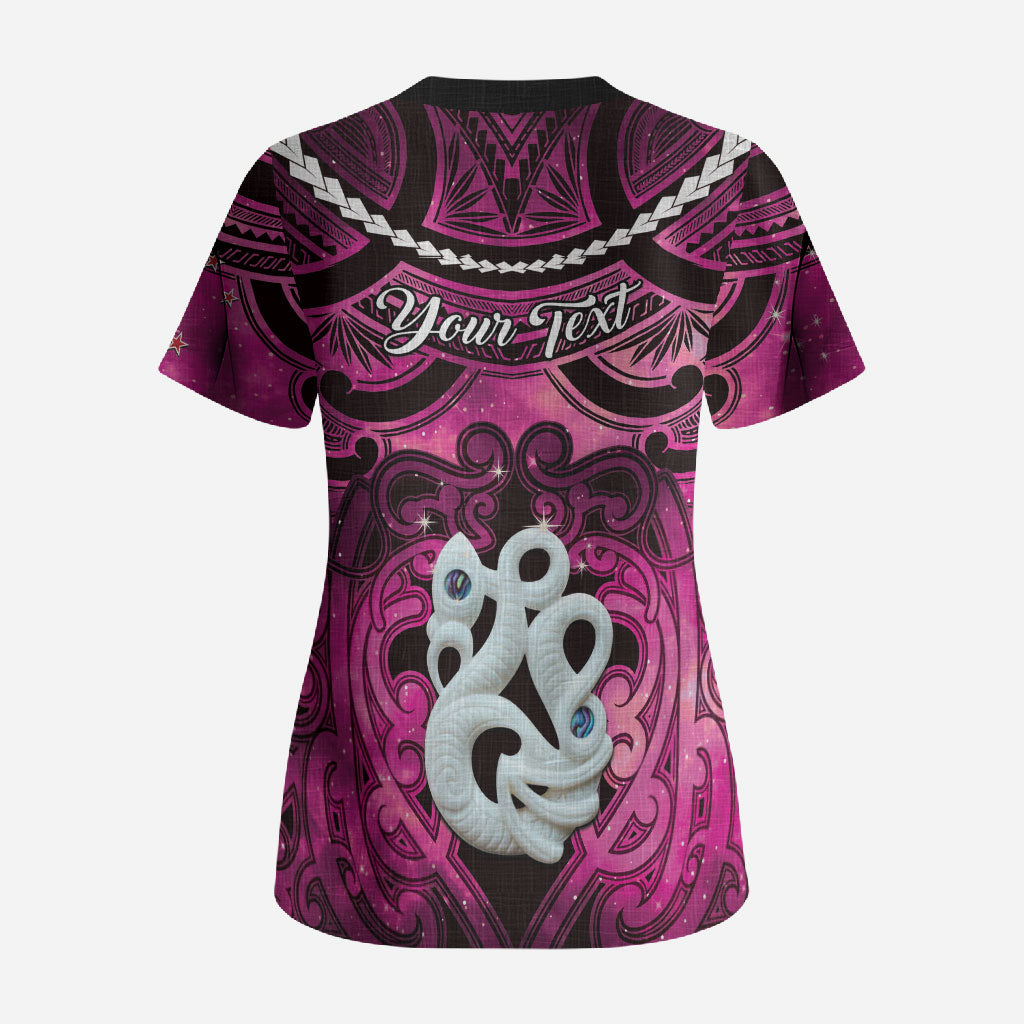 Personalised Maori Matariki Manaia Mawhero Scrub Top Maori Kowhaiwhai Pattern Galaxy