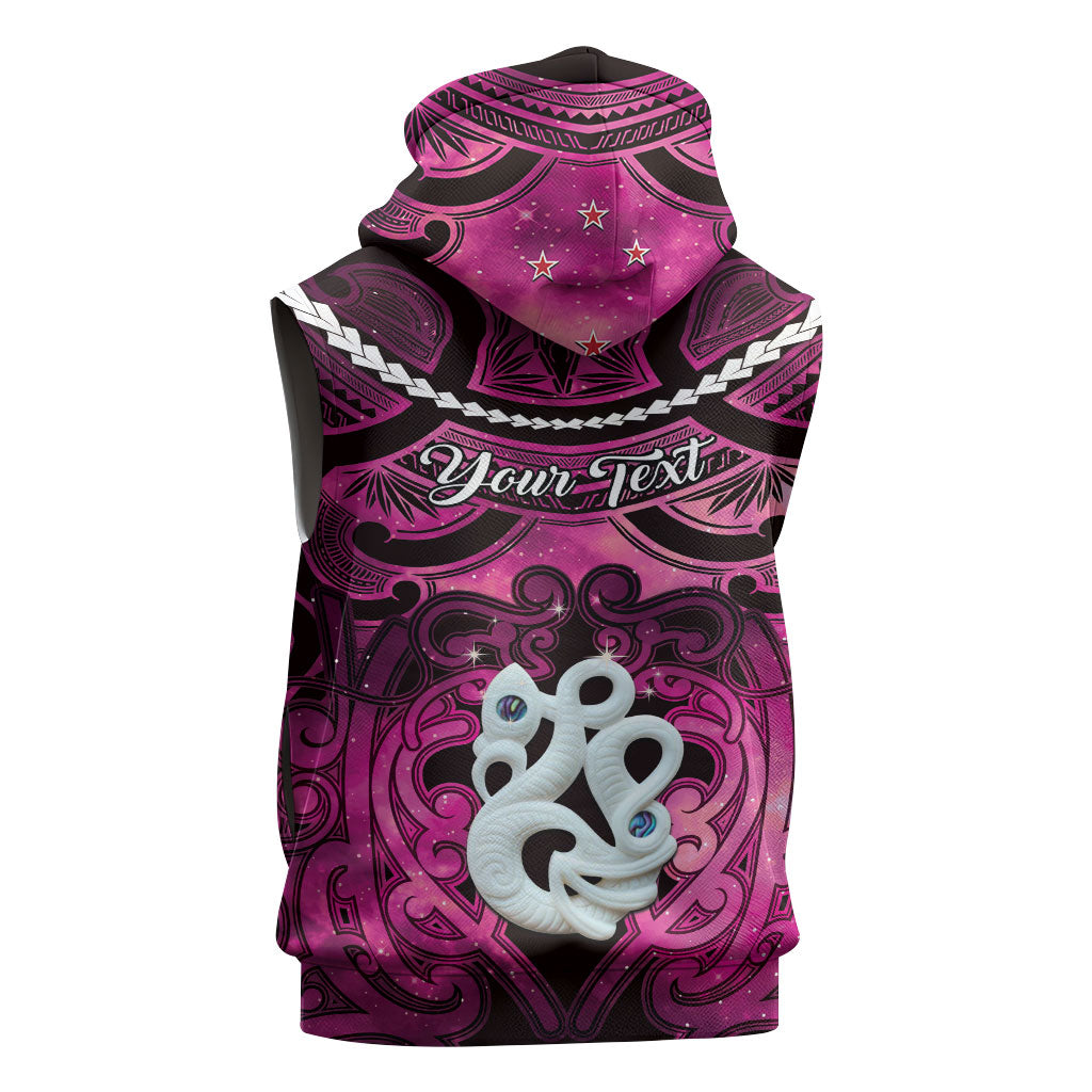 Personalised Maori Matariki Manaia Mawhero Sleeveless Hoodie Maori Kowhaiwhai Pattern Galaxy