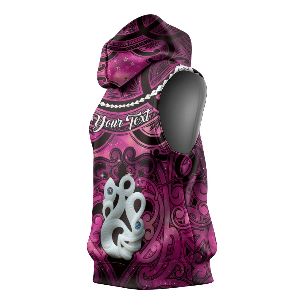Personalised Maori Matariki Manaia Mawhero Sleeveless Hoodie Maori Kowhaiwhai Pattern Galaxy