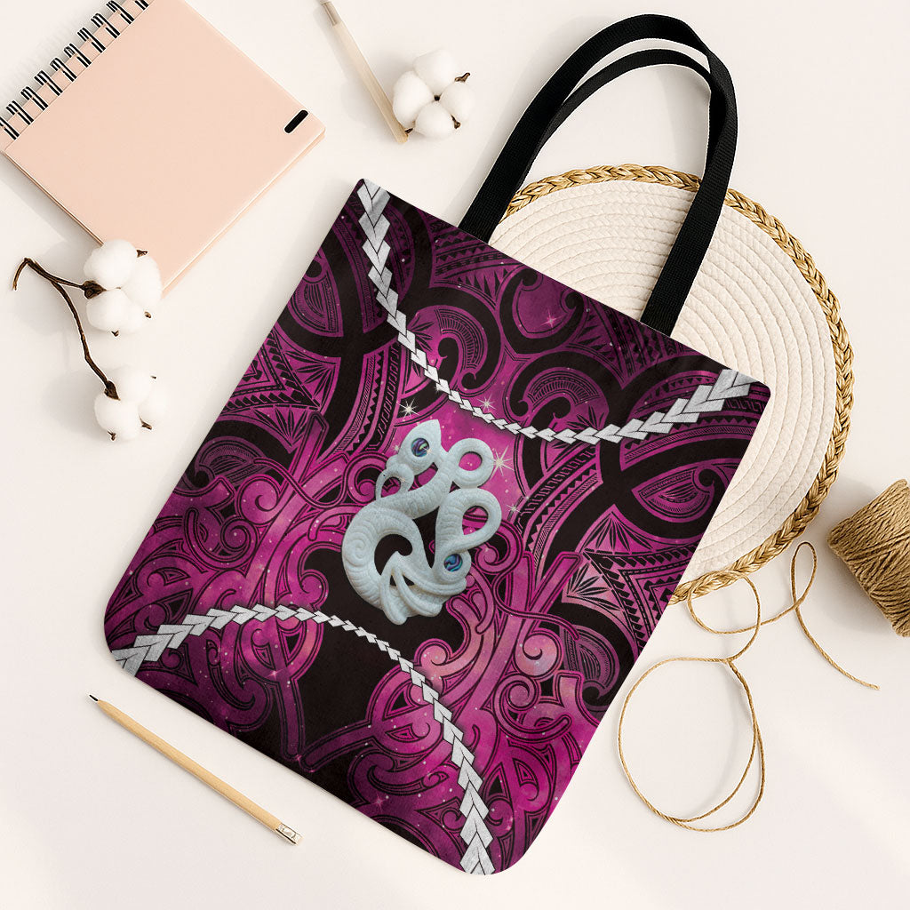 Maori Matariki Manaia Mawhero Tote Bag Maori Kowhaiwhai Pattern Galaxy