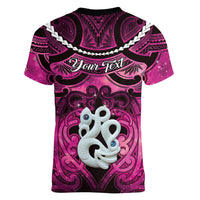 Personalised Maori Matariki Manaia Mawhero Women V-Neck T-Shirt Maori Kowhaiwhai Pattern Galaxy