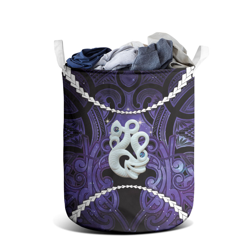 Maori Matariki Manaia Waiporoporo Laundry Basket Maori Kowhaiwhai Pattern Galaxy