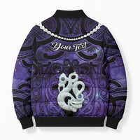 Personalised Maori Matariki Manaia Waiporoporo Bomber Puffer Jacket Maori Kowhaiwhai Pattern Galaxy