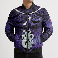 Personalised Maori Matariki Manaia Waiporoporo Bomber Puffer Jacket Maori Kowhaiwhai Pattern Galaxy